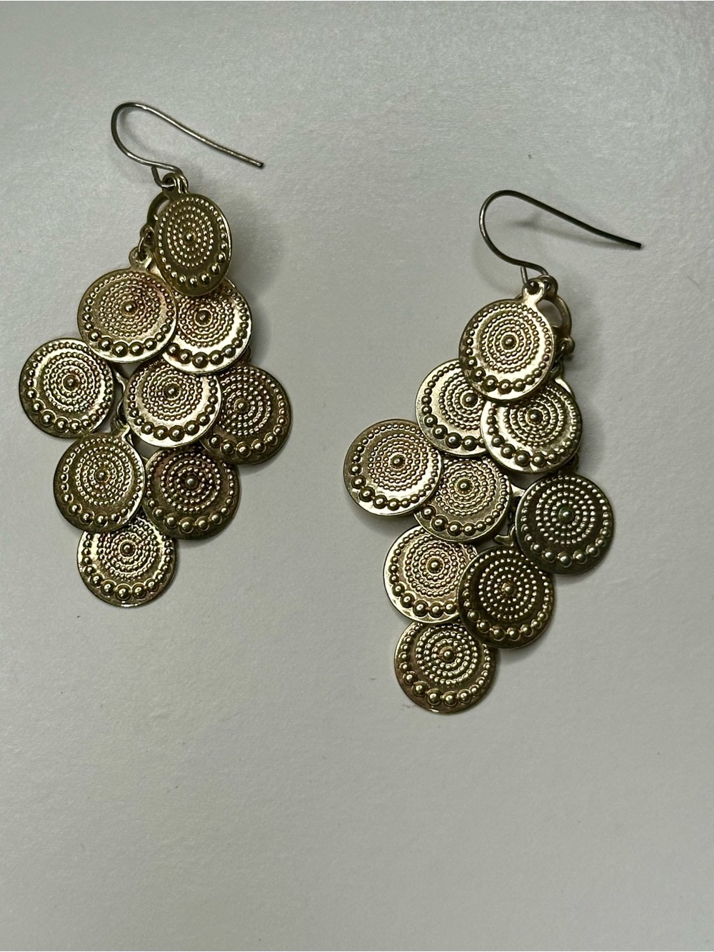 Source Unknown Gold-Tone Layered Coin Drop Earrings